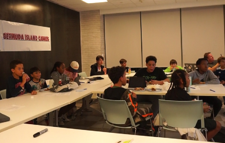 Students working on game design